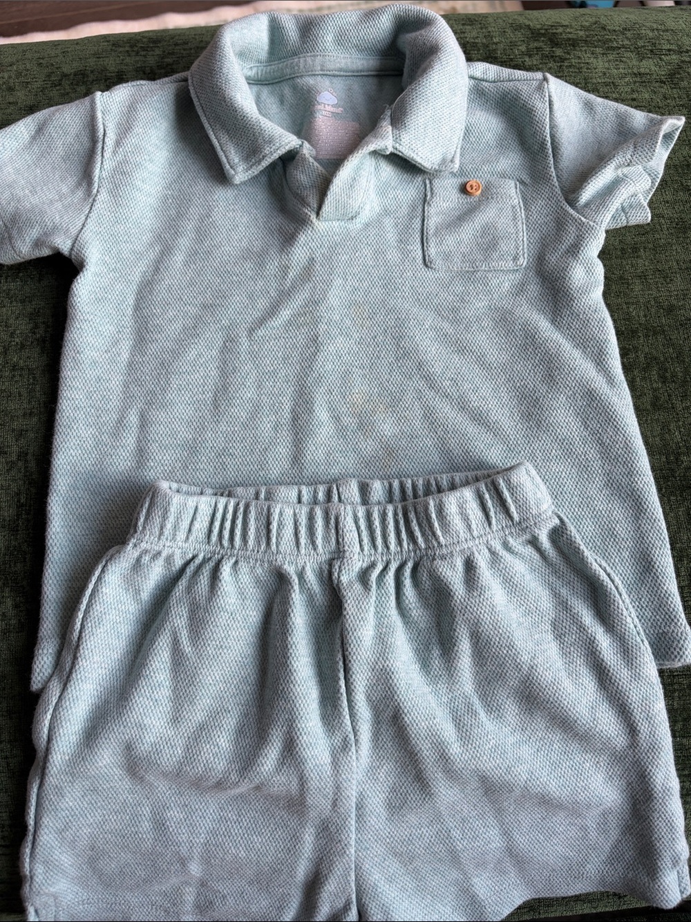 Toddler Light Mint Green Polo Shirt & Shorts Set